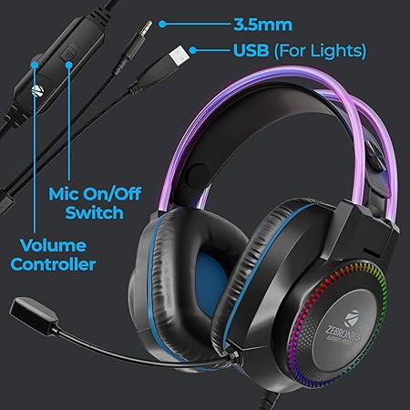 zebronics jet pro premium wired gaming on ear headphone